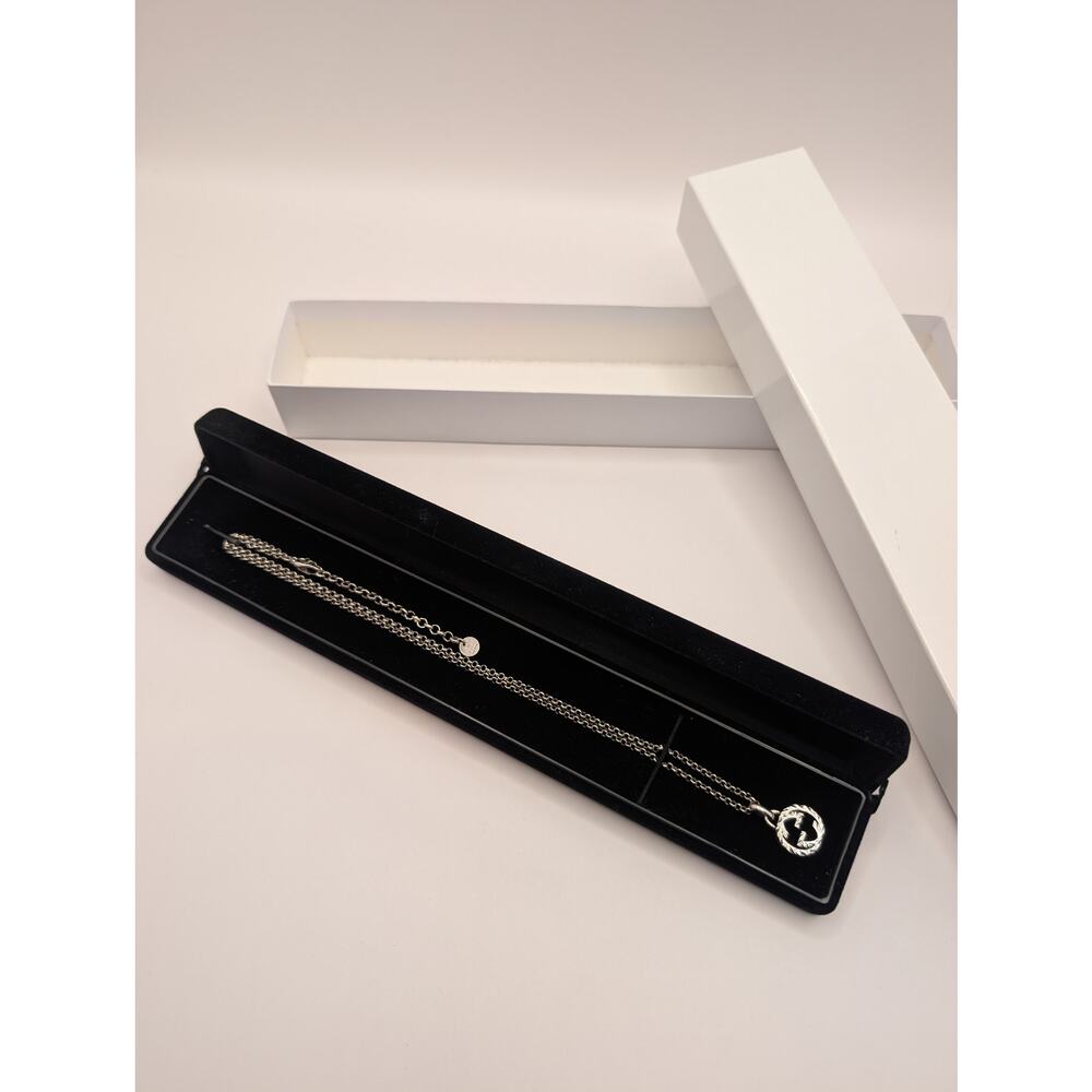 Gucci Interlocking GG Pendant Necklace 925 Sterling Silver Italy ~18" - Picture 12 of 12